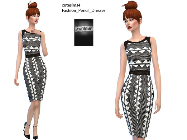 Sims 4 Fashion pencil dress set by sweetsims4 at TSR