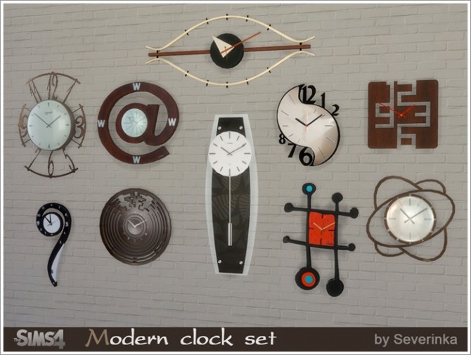 Sims 4 Moderm clock set at Sims by Severinka