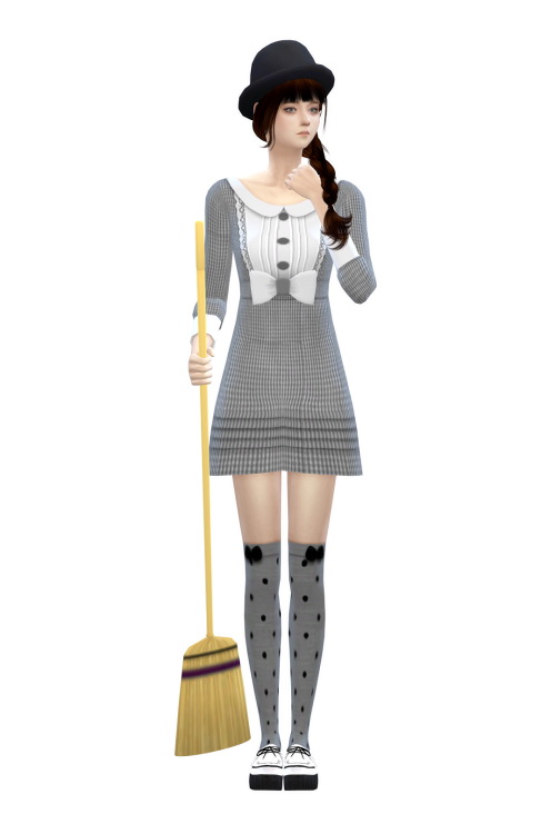 Sims 4 Broom girl set at Happy Life Sims