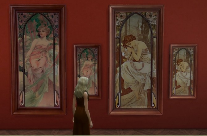 Sims 4 8 paintings by Alphonse Mucha by Sauris at Mod The Sims