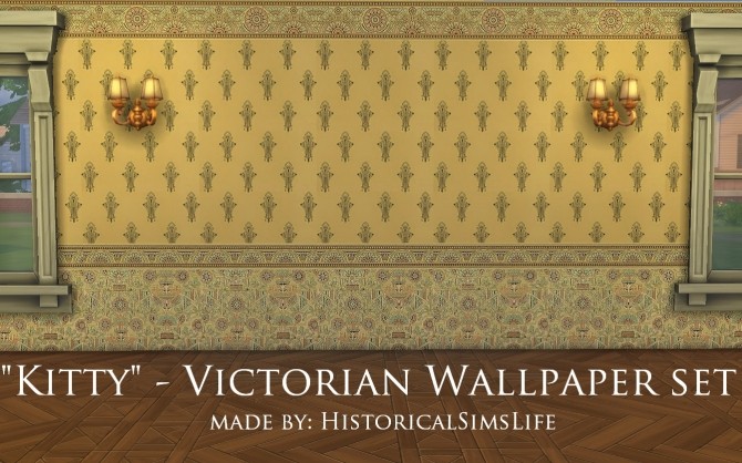 Sims 4 Kitty Victorian Wallpaper Set by HistoricalSimsLife at Mod The Sims