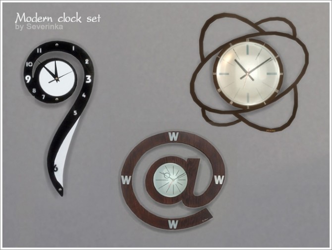 Sims 4 Moderm clock set at Sims by Severinka