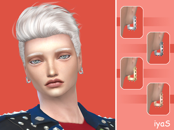 Sims 4 Square Spike Earrings by soloriya at TSR