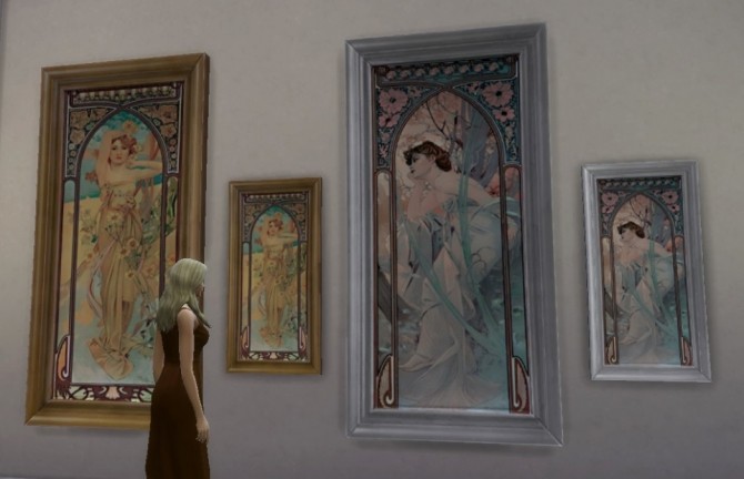Sims 4 8 paintings by Alphonse Mucha by Sauris at Mod The Sims