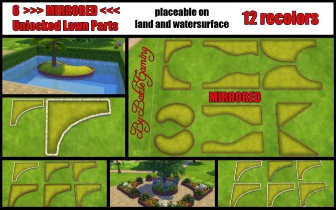 Sims 4 Unlocked Lawn Parts MIRRORED by Bakie at Mod The Sims