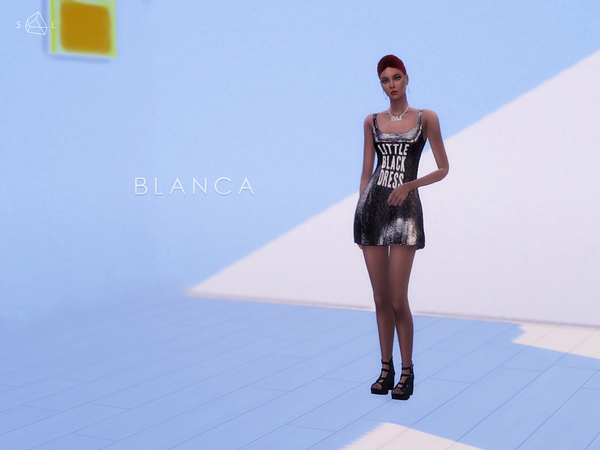 Sims 4 Black Sequined Mini Dress BLANCA by starlord at TSR