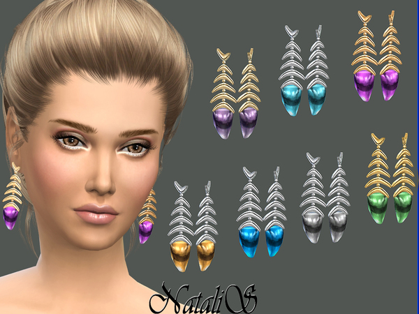 Sims 4 Fish bone earrings by NataliS at TSR