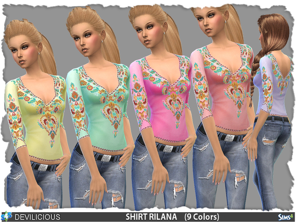 Sims 4 T Shirt Rilana (9 Colors) by Devilicious at TSR