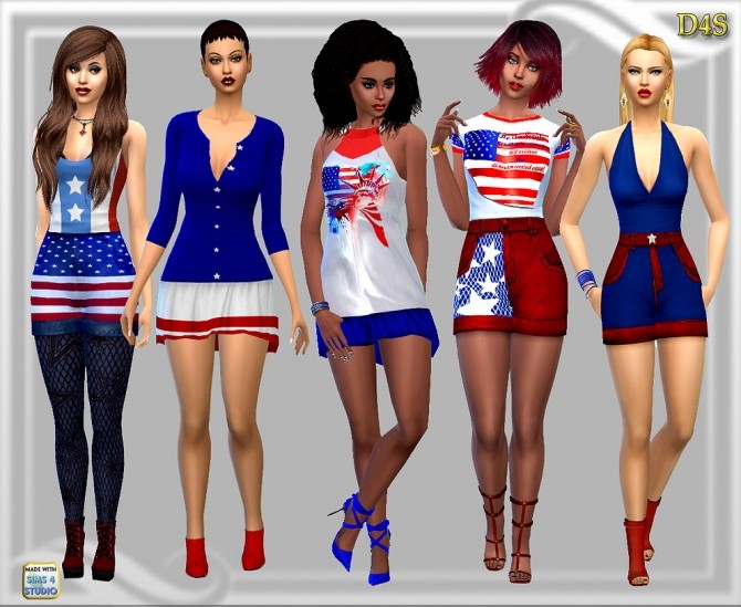Sims 4 3 dresses, 3 tops and 4 shorts at Dreaming 4 Sims