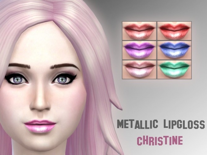Sims 4 Metallic lipgloss by Christine at CC4Sims