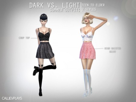 Light VS Dark Summer Outfits by Callie V at TSR