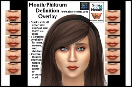 Defined Mouth/Philtrum Overlay at Sims 4 Nexus