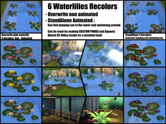 Sims 4 Waterlily Recolor + Animated Fish by Bakie at Mod The Sims