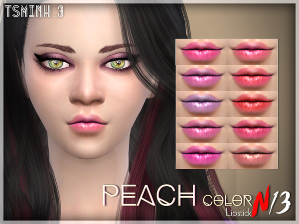 Sims 4 Peach Color Lipstick by tsminh 3 at TSR