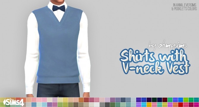 Sims 4 Shirts with v neck vest at Oh My Sims 4
