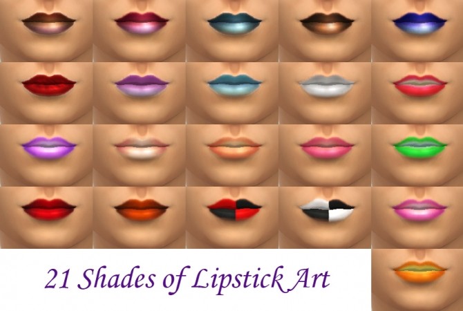 Sims 4 21 Shades of Lipstick Art by Simmiller at Mod The Sims