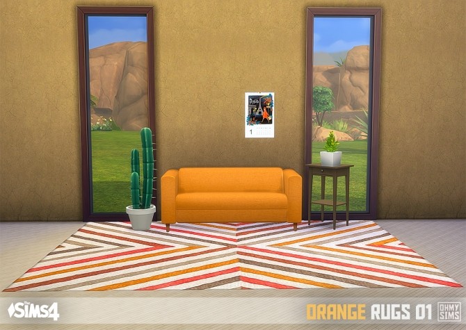 Sims 4 Orange rugs 01 at Oh My Sims 4