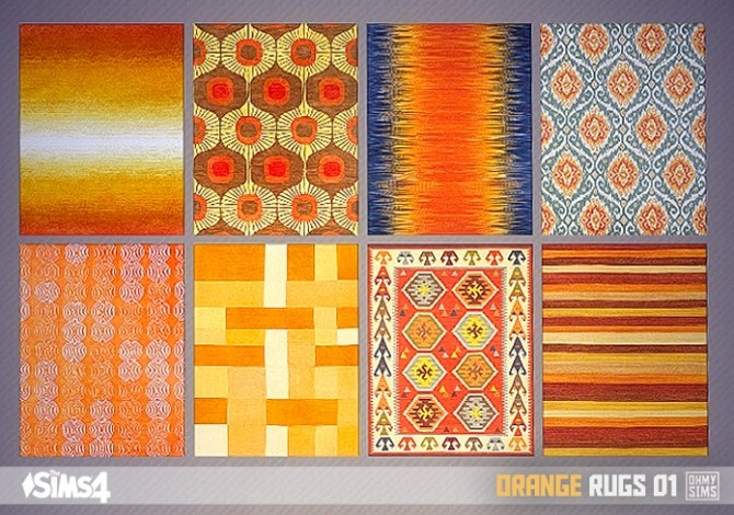Sims 4 Orange rugs 01 at Oh My Sims 4