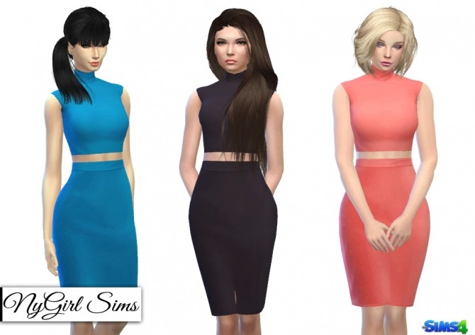 Sims 4 Turtleneck Bodycon Two Piece Dress at NyGirl Sims