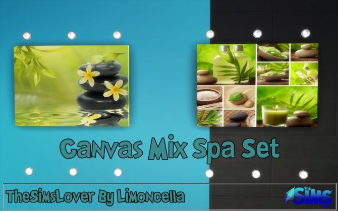 Sims 4 Canvas Mix Spa Set By Limoncella at The Sims Lover