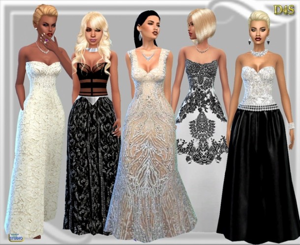 Leather & Lace gown at Dreaming 4 Sims » Sims 4 Updates