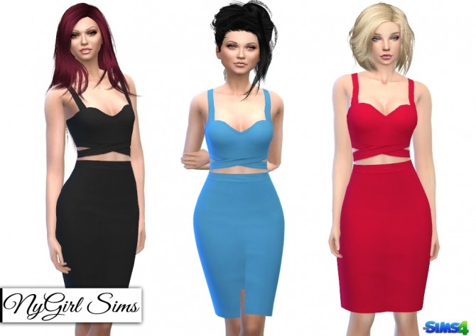 Sims 4 Crossed Tank Two Piece Pencil Dress at NyGirl Sims