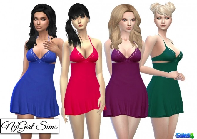 Sims 4 Beaded Cutout Skater Dress at NyGirl Sims