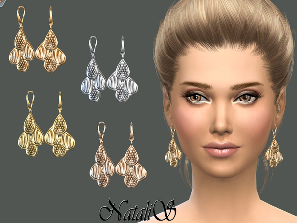 Sims 4 Four drop earrings by NataliS at TSR