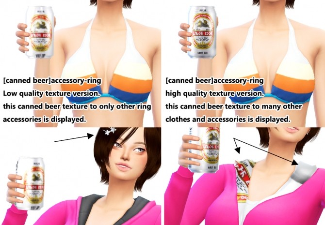 Sims 4 CAS canned beer set: acc. + background + pose at Imadako
