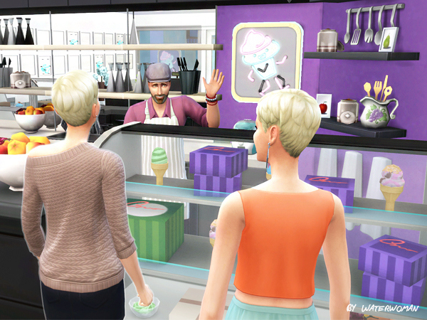Sims 4 Cream Waffle Shop by Waterwoman at Akisima