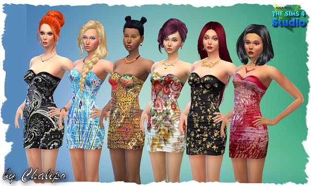 Sims 4 Dresses, hat and flip flops by Chalipo at All 4 Sims