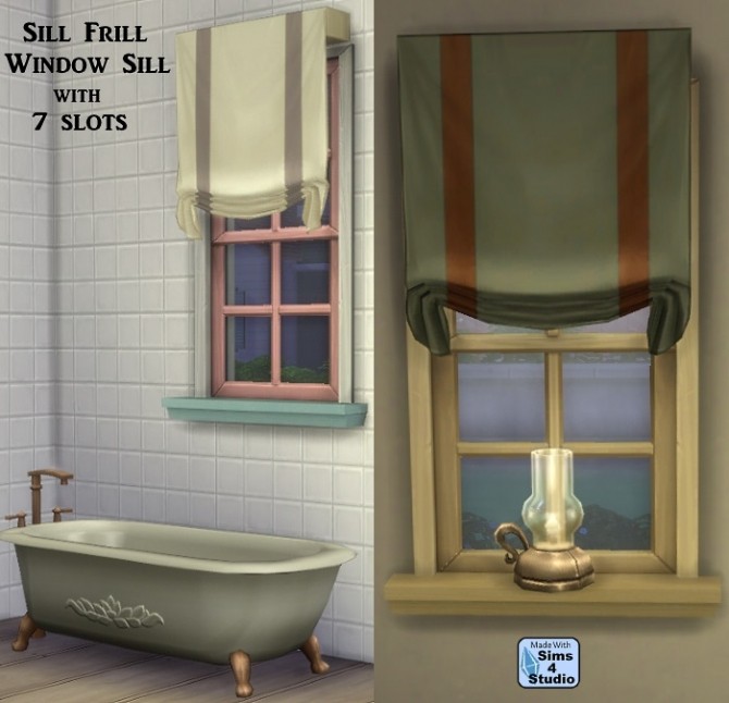 Sims 4 Sill Frill window sill with 7 slots by OM at Sims 4 Studio