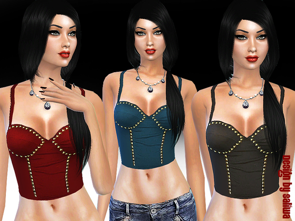 Sims 4 Studded Bustier by Saliwa at TSR