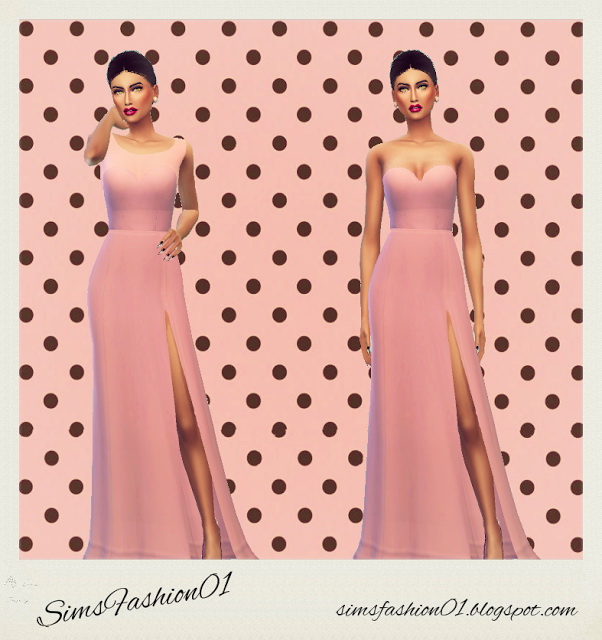 Sims 4 Long Dresses (Slit Dress) All colors at Sims Fashion01