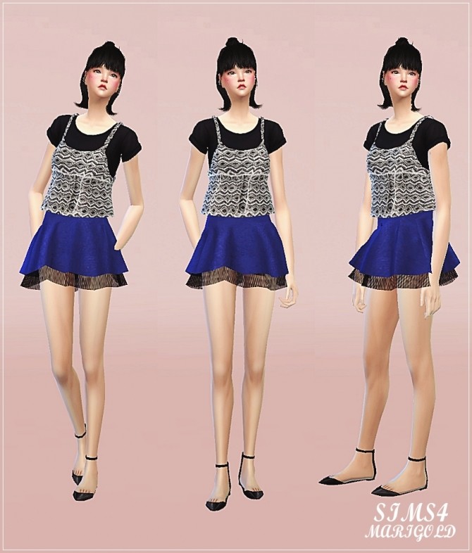 Sims 4 Double flared mini skirts at Marigold