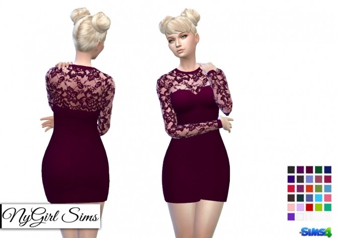 Sims 4 Long Sleeve Laced Bodycon dress at NyGirl Sims