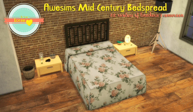 Sims 4 Awesims Midcentury bedspread 83 recolors at Loree