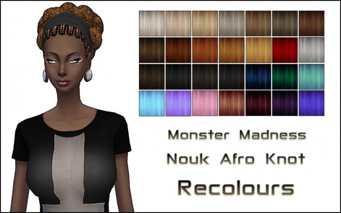 Sims 4 MonsterMadness Nouk Afro knot recolors at Nylsims