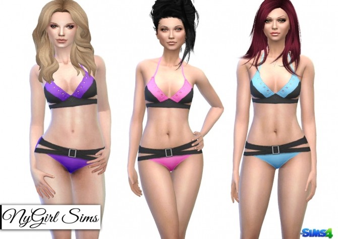 Sims 4 Color Block Belted Bikini at NyGirl Sims