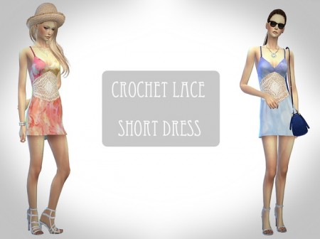 Crochet lace short dress at ChiisSims – Chocolatte Sims