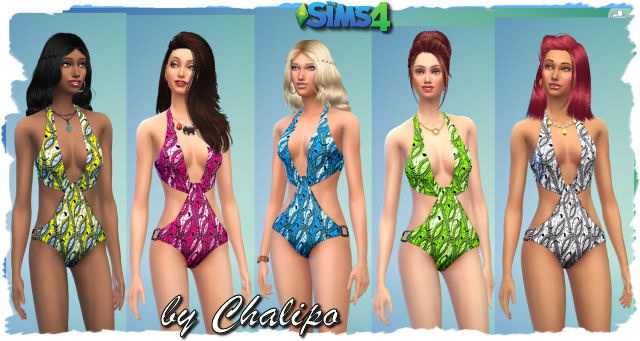 Sims 4 Patterned swimsuit by Chalipo at All 4 Sims