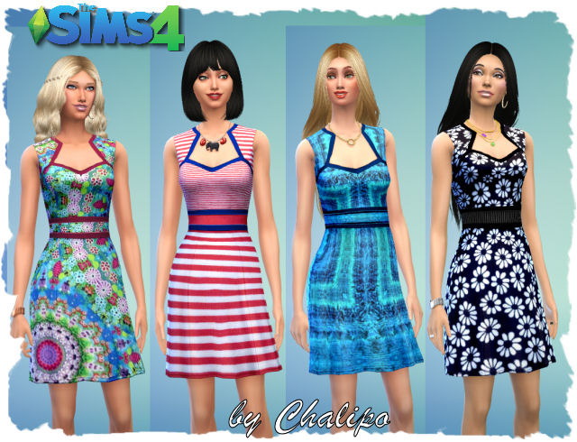 Sims 4 Summer dress for a stroll around town by Chalipo at All 4 Sims