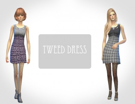 Tweed dress at ChiisSims – Chocolatte Sims