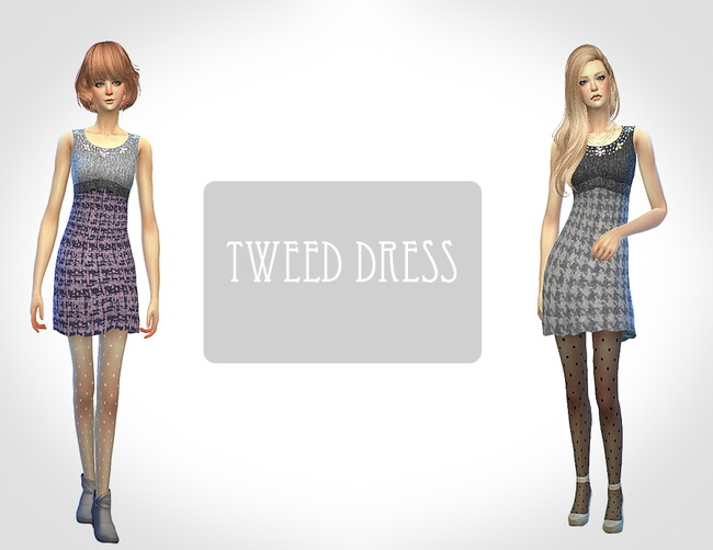 Sims 4 Tweed dress at ChiisSims – Chocolatte Sims