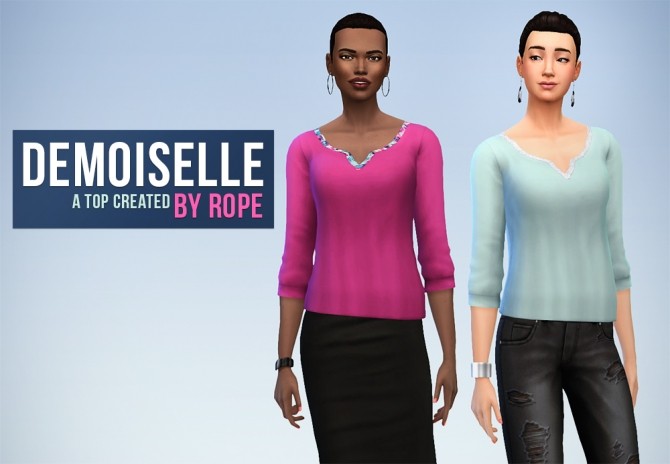 Sims 4 Demoiselle top by Rope at Simsontherope