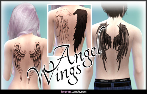 Sims 4 Angel wings tattoo at LenPHM