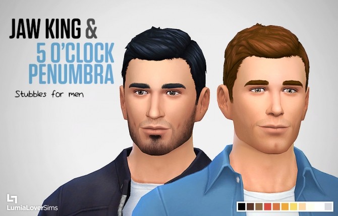 Sims 4 Jaw King and 5 O’Clock Penumbra stubbles at LumiaLover Sims