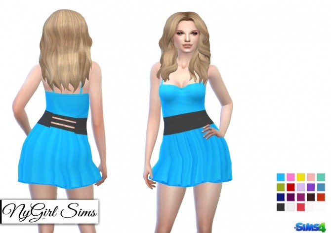 Sims 4 Banded Spaghetti Strap Skater Dress at NyGirl Sims