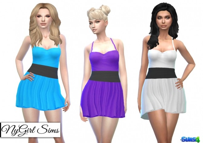 Sims 4 Banded Spaghetti Strap Skater Dress at NyGirl Sims