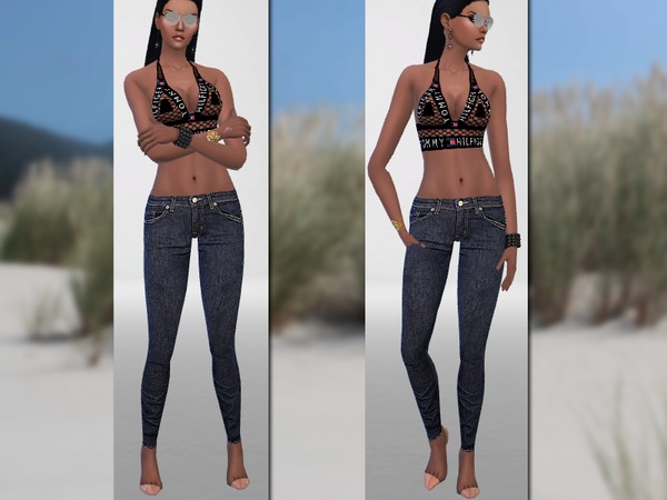 Sims 4 Dark Skinny Denim Jeans by Pinkzombiecupcakes at TSR